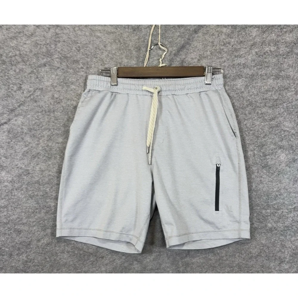 Vuori Sunday Performance Shorts Mens Sz S Gray Zip Pocket Drawstring Elastic 7